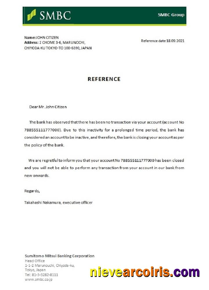 Japan SMBC closure reference